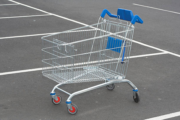 istock shopping cart, troley, lonely on car park 90819389