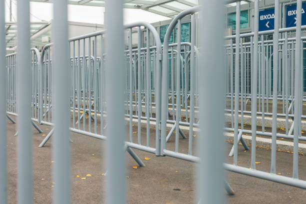 istock metal fencing in the stadium 908196938