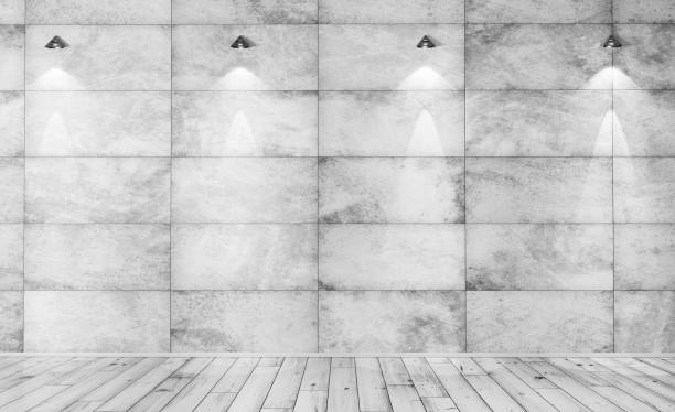 istock Concrete wall and wooden floor interior background 3d rendering 908201806