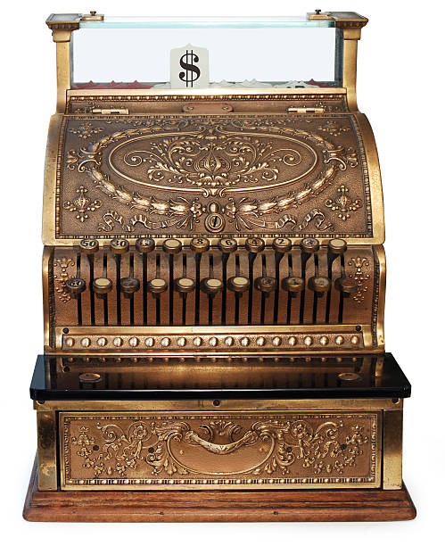 オールドファッションドキャッシュレジスタ orthographic - cash register old fashioned antique shopping ストックフォトと画像