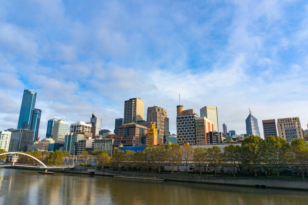istock Beautiful Melbourne cityscape on sunny morning 908210514