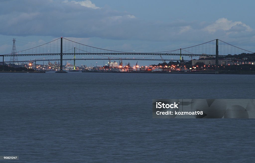 Halifax Bridges At Twilight  Commercial Dock Stock Photo