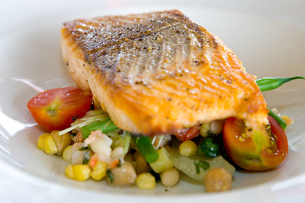istock Food - Grilled Salmon on Mixed Greens 90822209