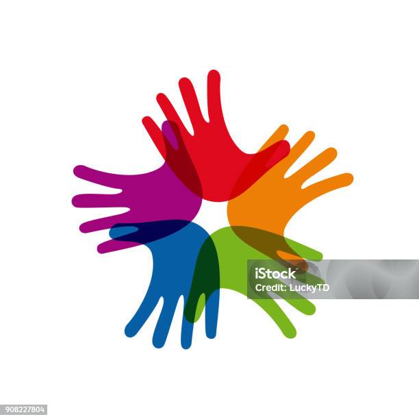 Vector Sign Teamwork Hands Crossed Stock Illustration - Download Image Now - Hand, Colors, Connection
