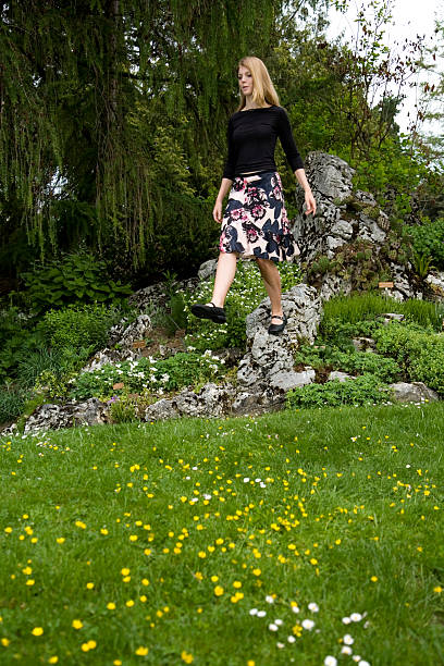 Jump from the rock stock photo