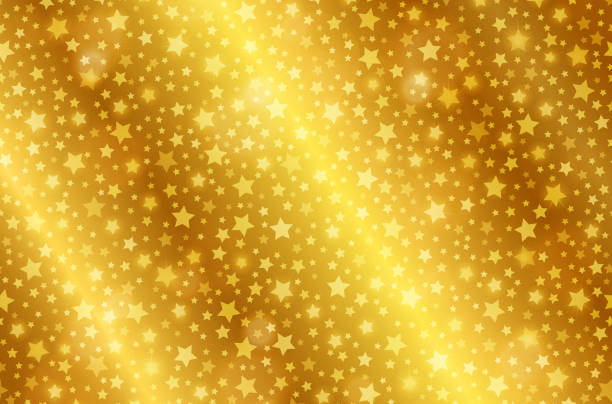 istock Realistic gold shiny texture with stars. Shiny metal foil gradient. Vector illustration 908230494