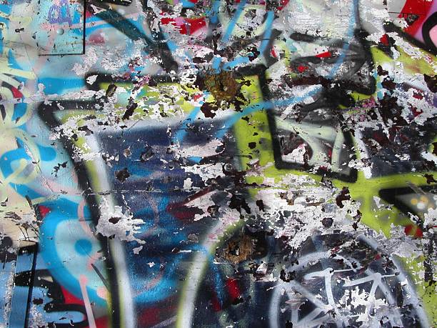 istock Close-up of heavily worn and scraped graffiti 90823582