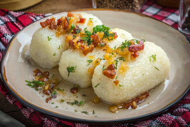 istock Potato dumplings stuffed with minced meat. 908244222