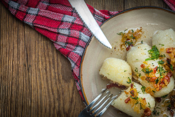 istock Potato dumplings stuffed with minced meat. 908244480