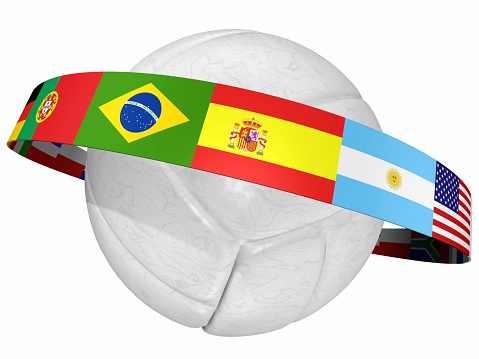 3D soccer ball with the flag of Cyprus on grey background