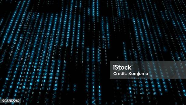 Abstract Technology Binary Code Background Digital Binary Data Grid ...