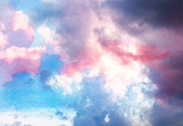 istock Watercolor clouds and sky background. 908252292