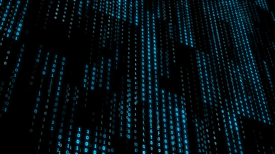 Abstract Technology Binary Code Background Digital Binary Data Grid ...