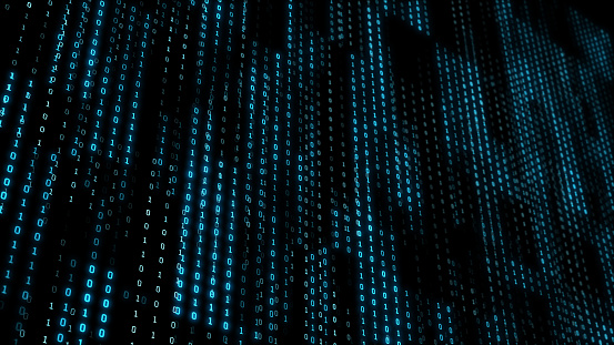 Abstract Technology Binary Code Background Digital Binary Data Grid ...