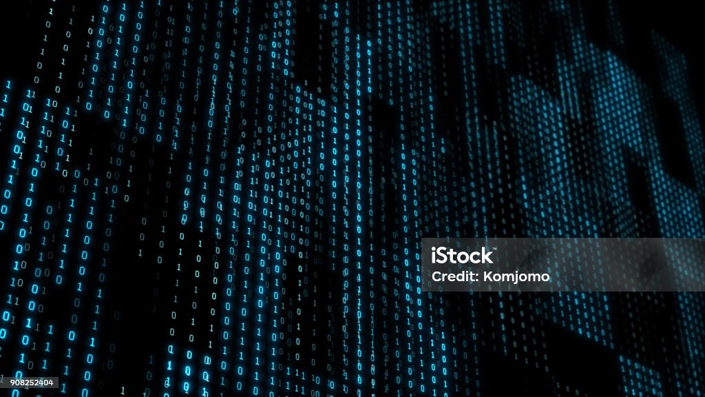 Abstract Technology Binary Code Background Digital Binary Data Grid ...