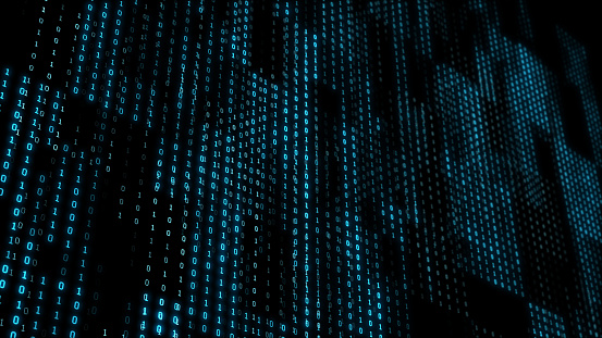 Abstract Technology Binary Code Background Digital Binary Data Grid ...