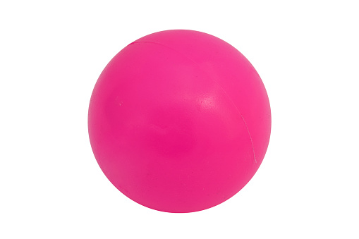 Pink plastic ball cut out on and isolated on a white background