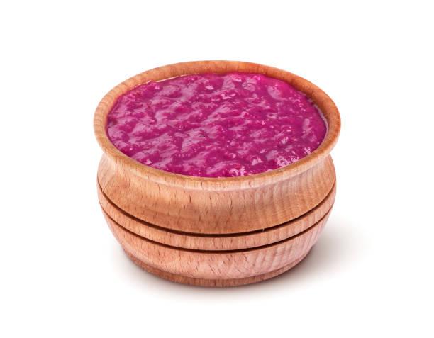 istock Red horseradish sauce with beet isolated on white background 908258676