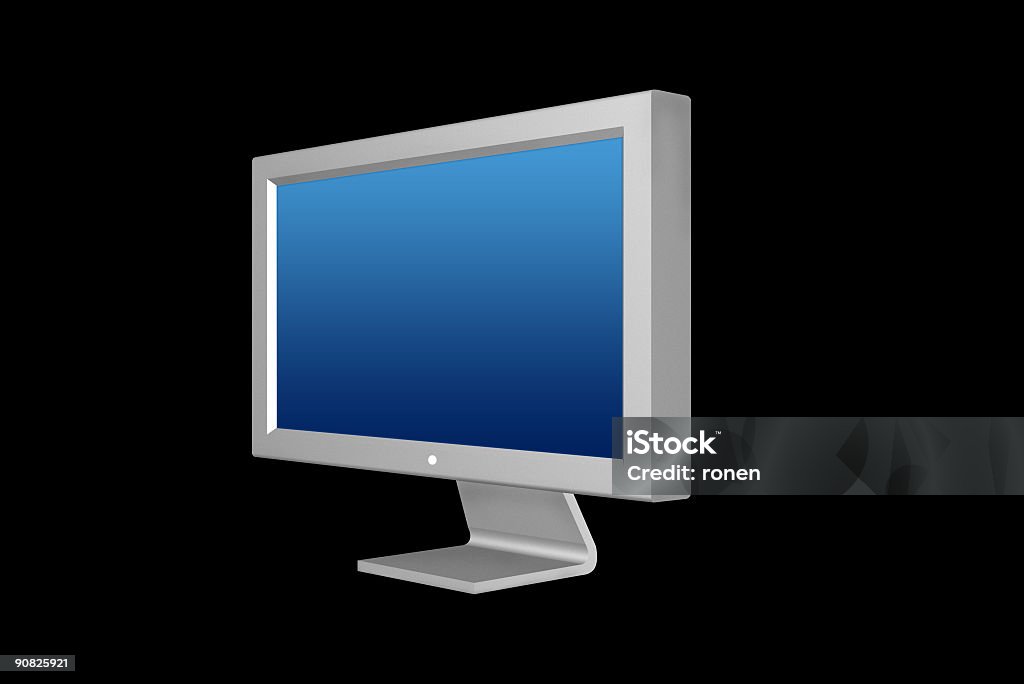 Monitor screen - side view Side view of monitor screen - 3d rendered on black background Black Color Stock Photo