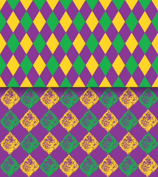 istock Mardi Gras vector carnival rhombic pattern. Fat or Shrove Tuesday poster, invitation, greeting card etc. 908259352
