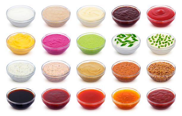 Set of different sauces isolated on white background Set of different sauces isolated on white background with clipping path wasabi sauce stock pictures, royalty-free photos & images