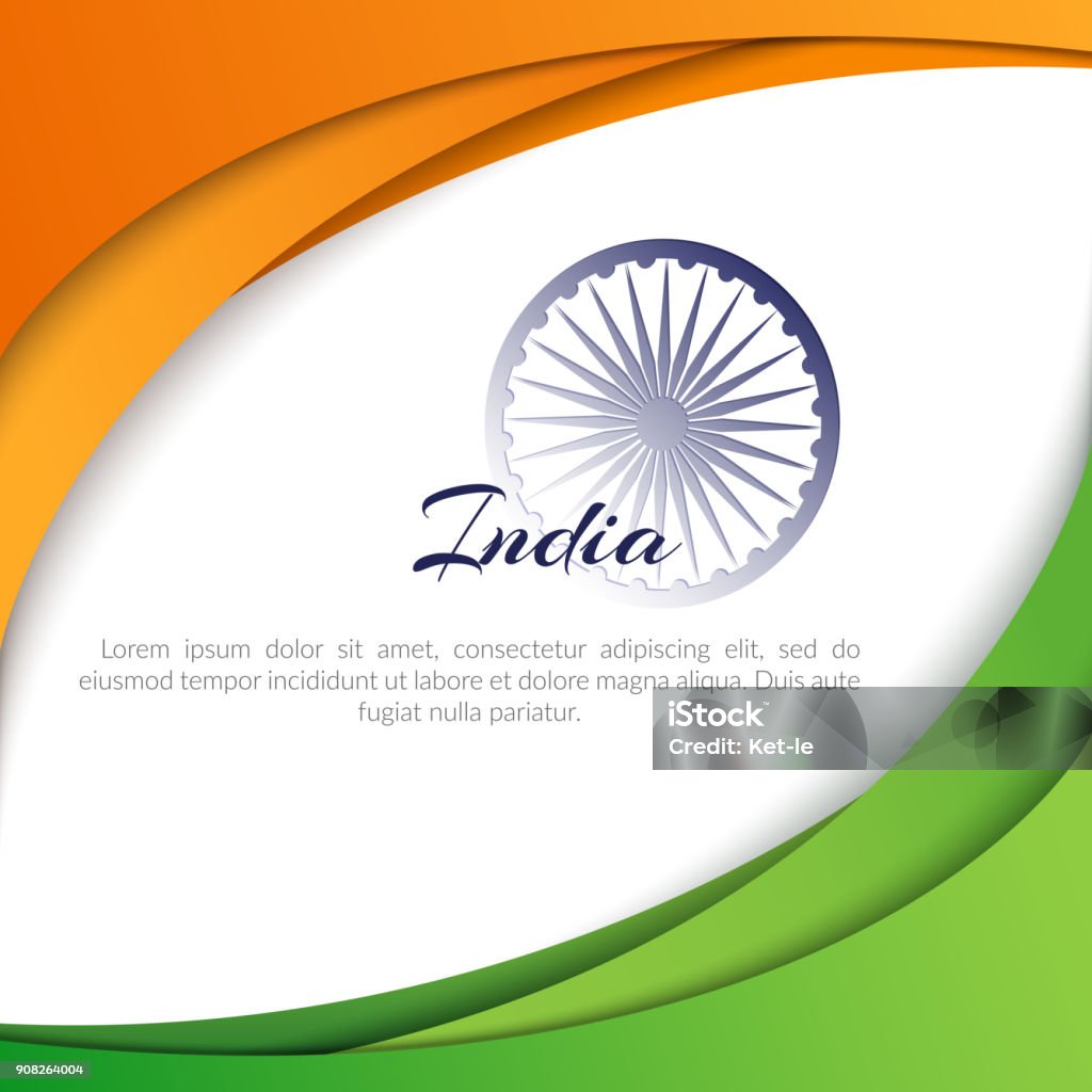 인도의 국기와 포스터의 디자인에 대 한 국가 인도 추상적인 현대 기술 배경의 이름 색상의 추상적인 곡선 라인 포스터 카드 엽서 벡터  배너 독립기념일에 대한 스톡 벡터 아트 및 기타 이미지 - Istock
