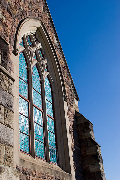 Church stained-glass windows stock photo