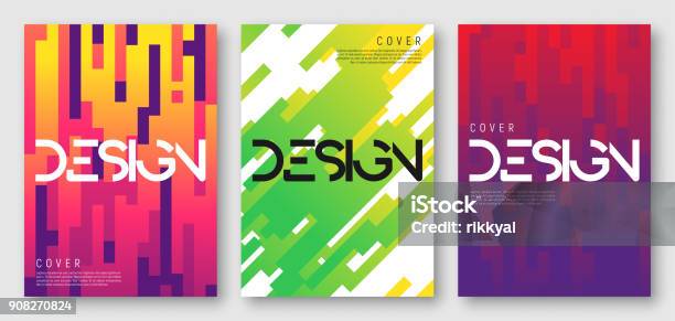 Abstract Gradient Geometric Cover Designs Stock Illustration - Download Image Now - Pattern, Book Cover, Abstract