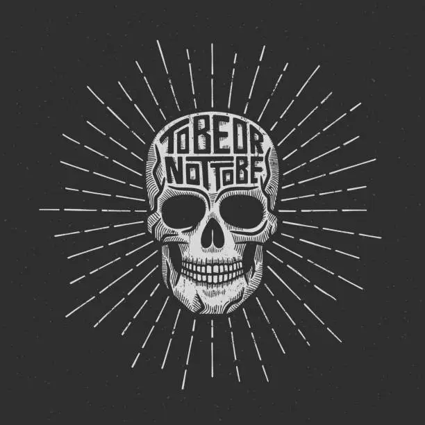 Vector illustration of Skull retro lettering