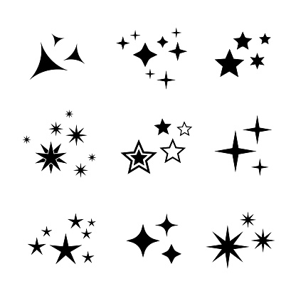 Sparkles symbols collection. Holiday firework icons.