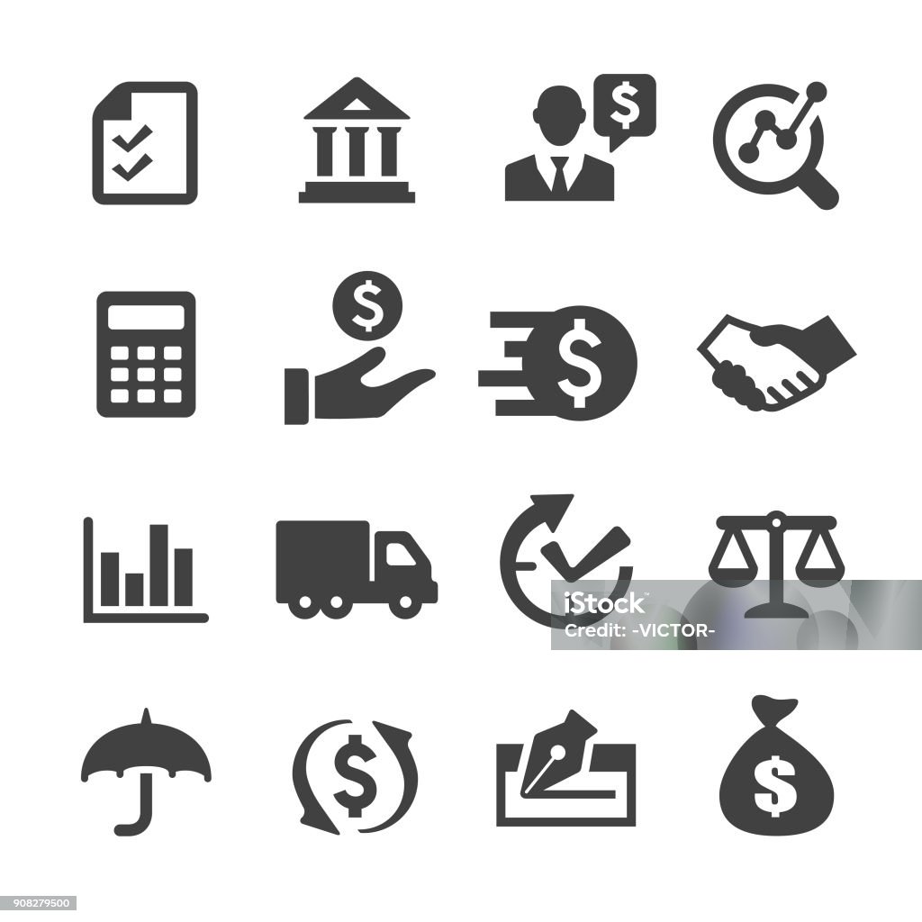 Factoring Company Icons - Acme Series Factoring Company, business, service, finance, Icon Symbol stock vector