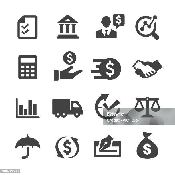 Factoring Company Icons Acme Series Stock Illustration - Download Image Now - Icon Symbol, Bank - Financial Building, Cash Flow