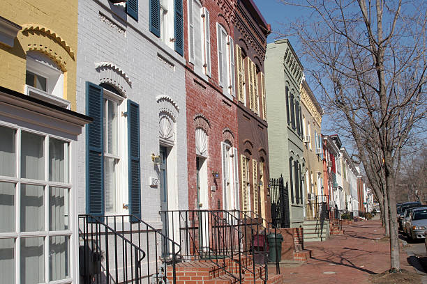 Colorful Georgetown Row of Houses stock photo