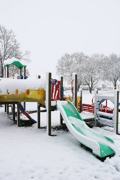 istock Snow on a children's playground 90828344