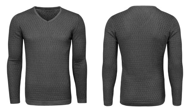 istock Blank template mens grey sweatshirt long sleeve, front and back view, isolated white background with clipping path. Design pullover mockup for print. 908290418
