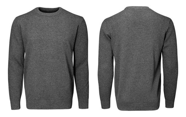 istock Blank template mens grey sweatshirt long sleeve, front and back view, isolated white background with clipping path. Design pullover mockup for print. 908293260