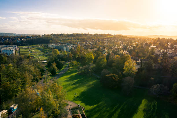 istock Killesberg Park Stuttgart Germany Outdoor Grassy Landscape Autumn Fall Sunset View from Platform 908296974