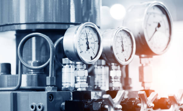 dispositivo de presión para el sistema de la industria - boiler steam pressure gauge gauge fotografías e imágenes de stock