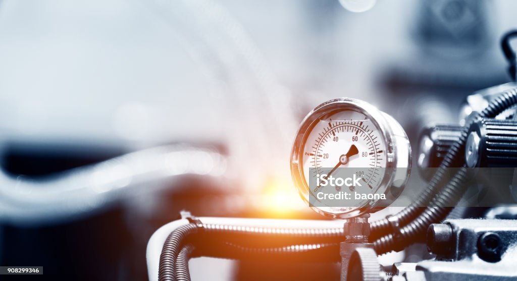 Pressure device for industry system Heat - Temperature Stock Photo