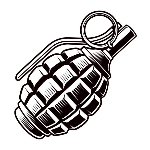 illustrazioni stock, clip art, cartoni animati e icone di tendenza di vettore granata - hand grenade