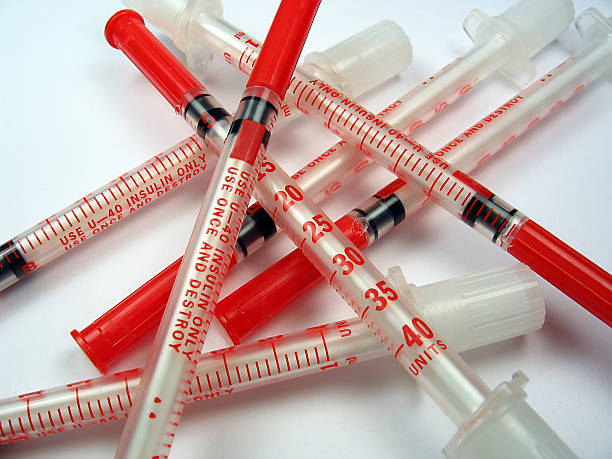 Syringes for injecting drugs stock photo