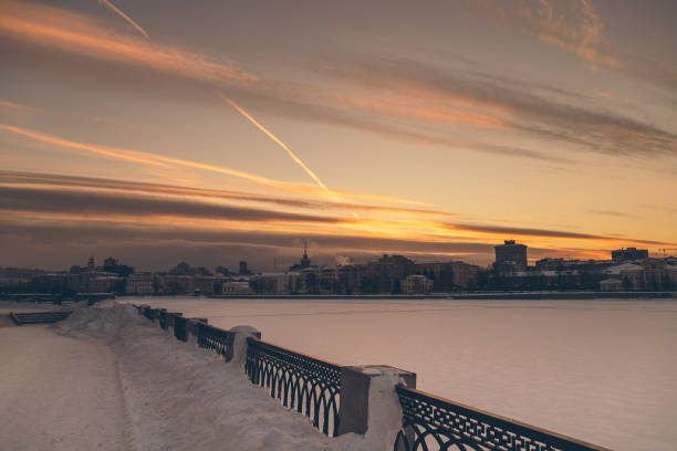 istock horizontal panorama of the night winter city 908307582