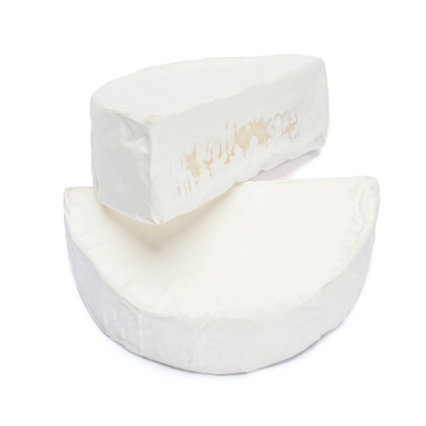 istock Piece of brie or camambert cheese on a white background 908310000