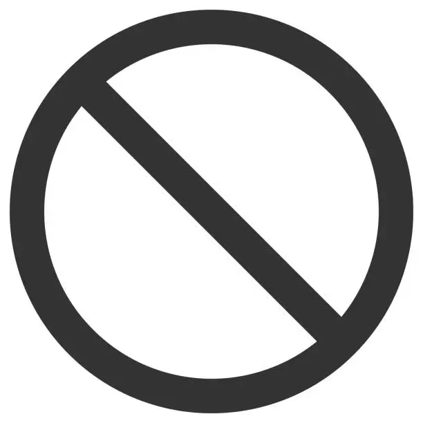 Vector illustration of NO SIGN. Empty crossed out black circle. Vector icon