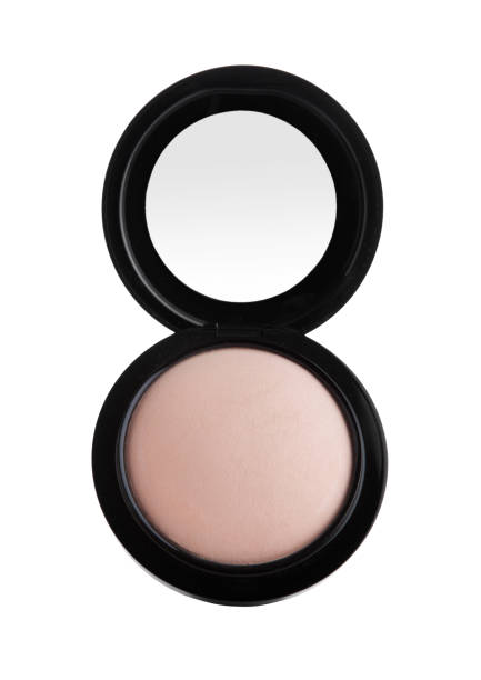istock Cosmetic Makeup Powder in Black Round Plastic Case 908329944