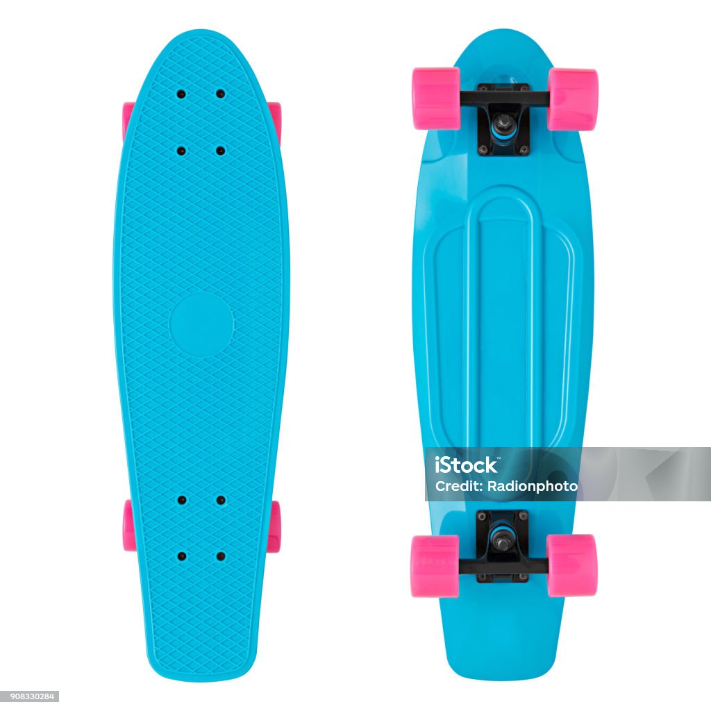 Blue skateboard  isolated white background Blue skateboard on a isolated white background Skateboard Stock Photo