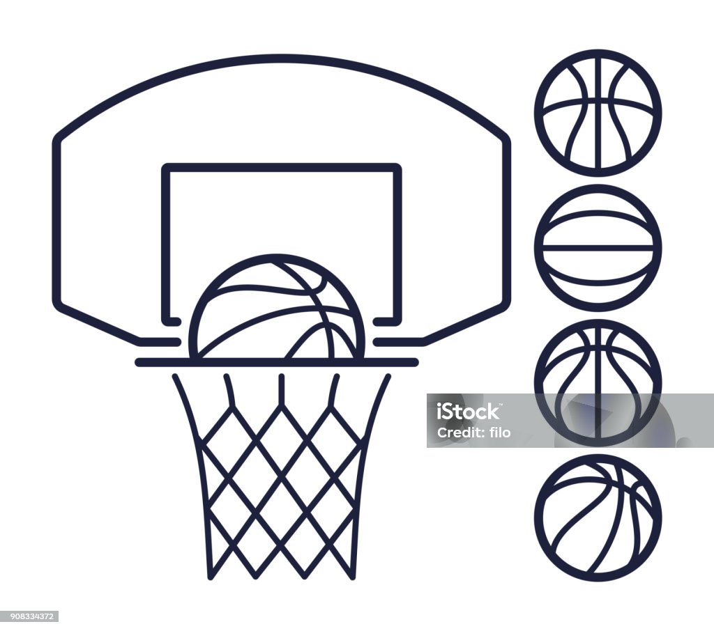 Basketball Line Symbols Stock Illustration - Download Image Now - Basketball  - Sport, Basketball - Ball, Basketball Hoop - iStock