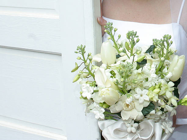 istock Bride in Wedding Dress with Bouquet 90834002