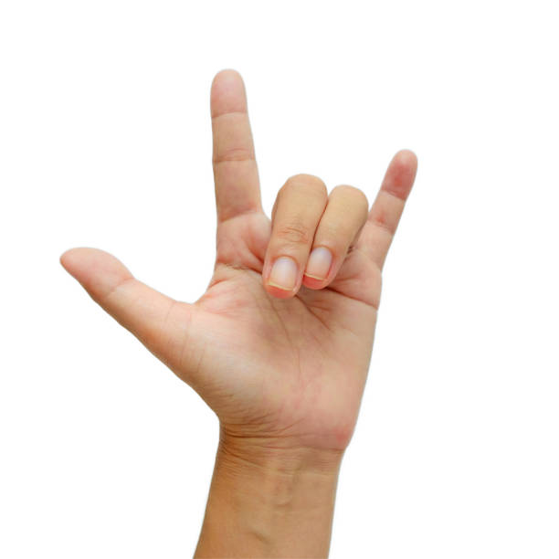 istock Hand sign meaning I Love You on white background 908343664