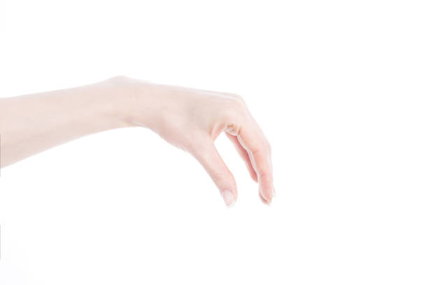 istock Woman hand hold virtual business card, blank card 908344902